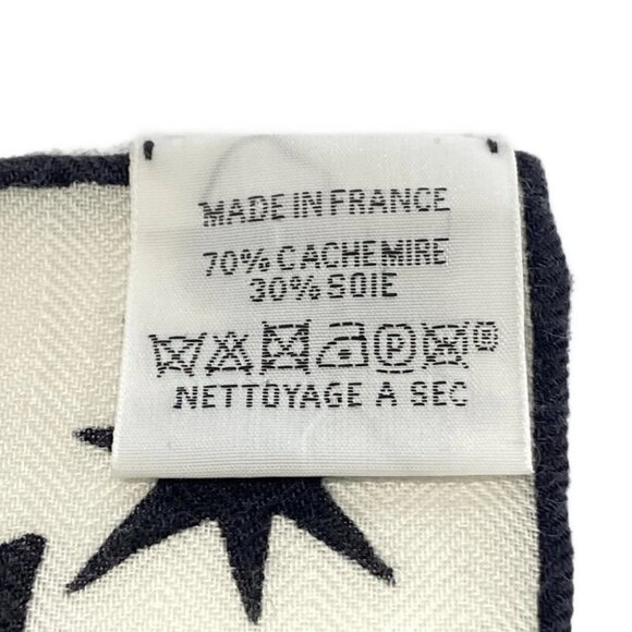 HERMES Carrejean/Shawl Carre Brown Noir (white) Black Silk - Picture 5 of 6